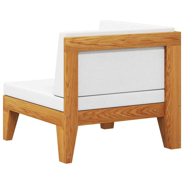 vidaXL Modular Corner Sofa with Cream White Cushions Solid Acacia Wood