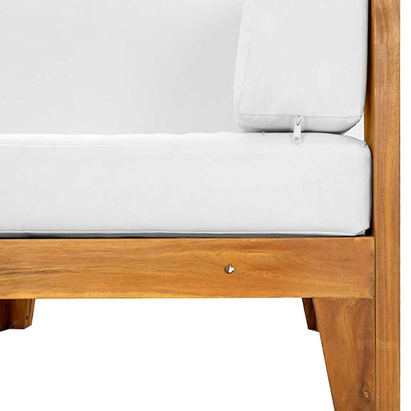 vidaXL Modular Corner Sofa with Cream White Cushions Solid Acacia Wood
