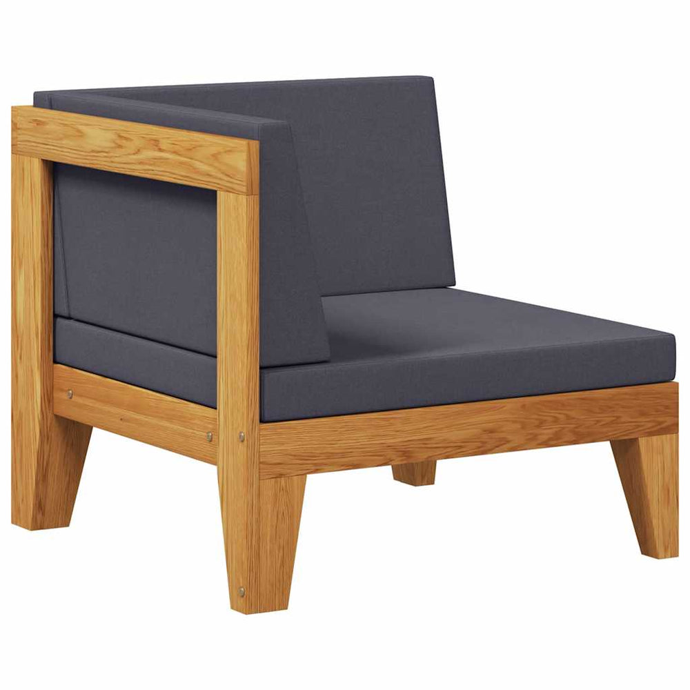 vidaXL Modular Corner Sofa with Dark Grey Cushions Solid Acacia Wood