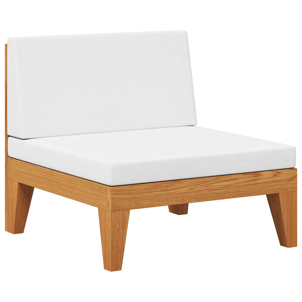 vidaXL Modular Acacia Wood Center Sofa with Cream White Cushions