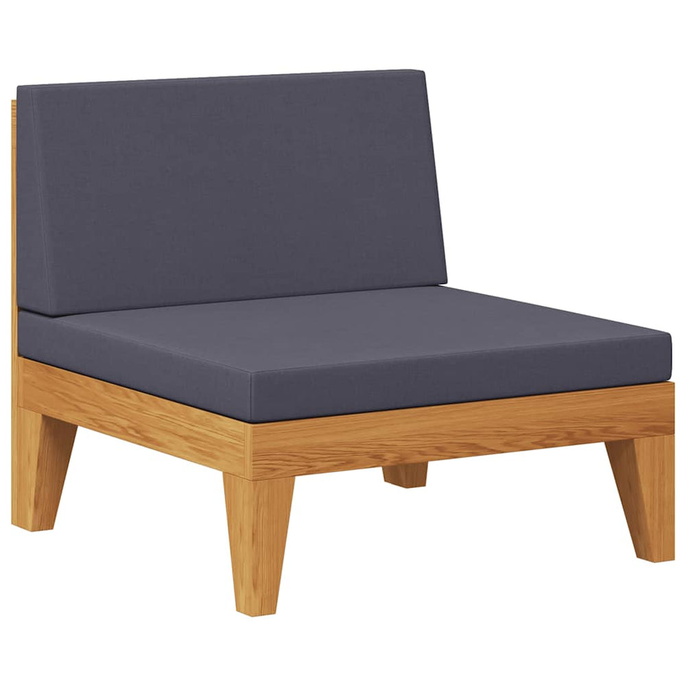 vidaXL Modular Center Sofa with Dark Grey Cushions Solid Acacia Wood