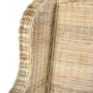 Natur-Rattan Sessel mit Leinenkissen