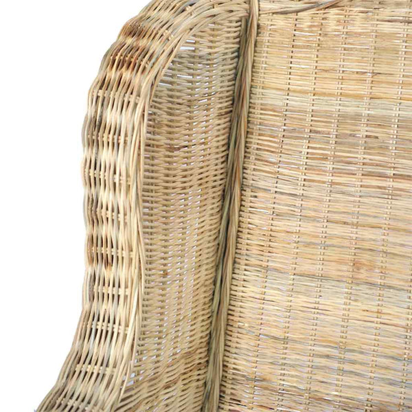 Natur-Rattan Sessel mit Leinenkissen