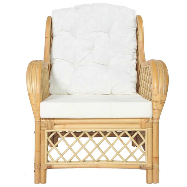 Rattan Sessel mit Leinenkissen
