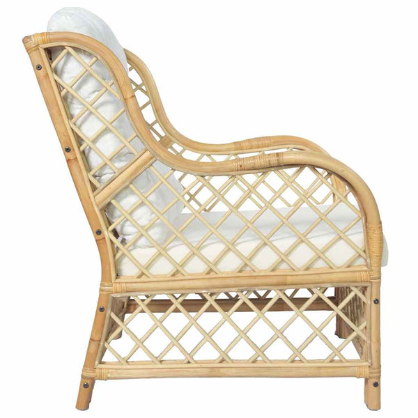 Rattan Sessel mit Leinenkissen