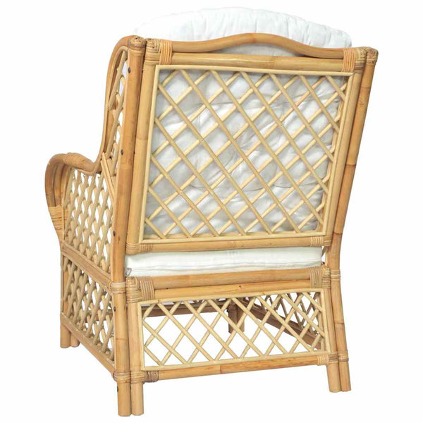 Rattan Sessel mit Leinenkissen