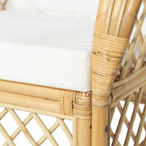 Rattan Sessel mit Leinenkissen