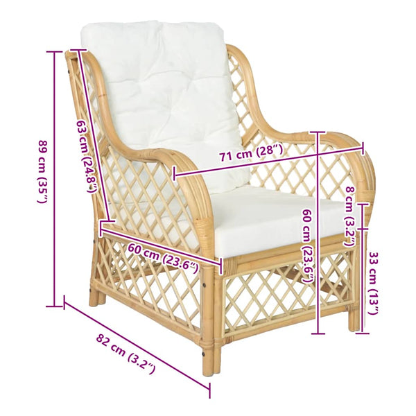 Rattan Sessel mit Leinenkissen