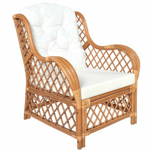 Rattan Sessel mit Kissen, Hellbraun