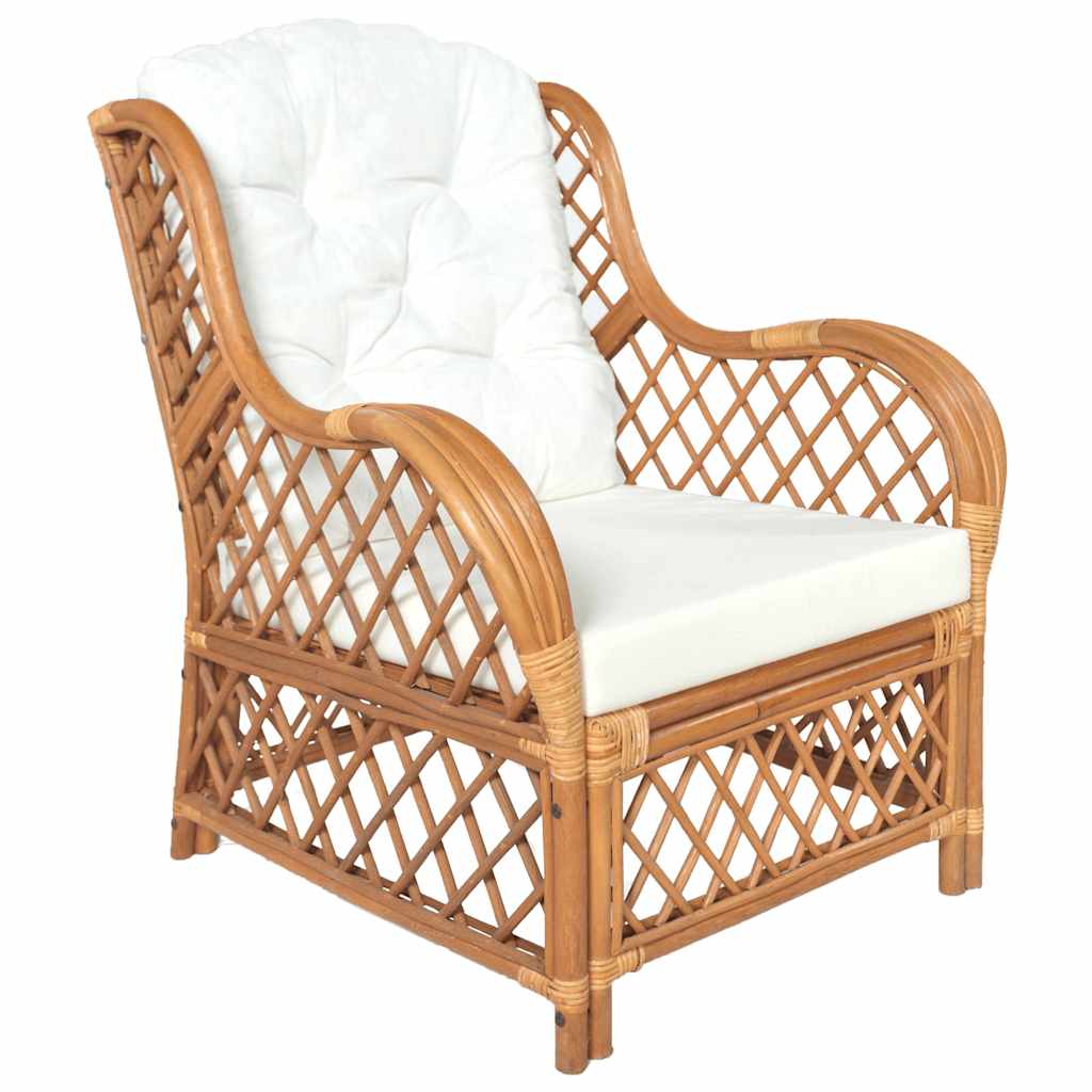 Rattan Sessel mit Kissen, Hellbraun