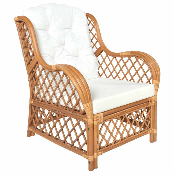 Rattan Sessel mit Kissen, Hellbraun