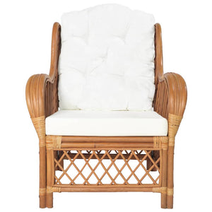 Rattan Sessel mit Kissen, Hellbraun