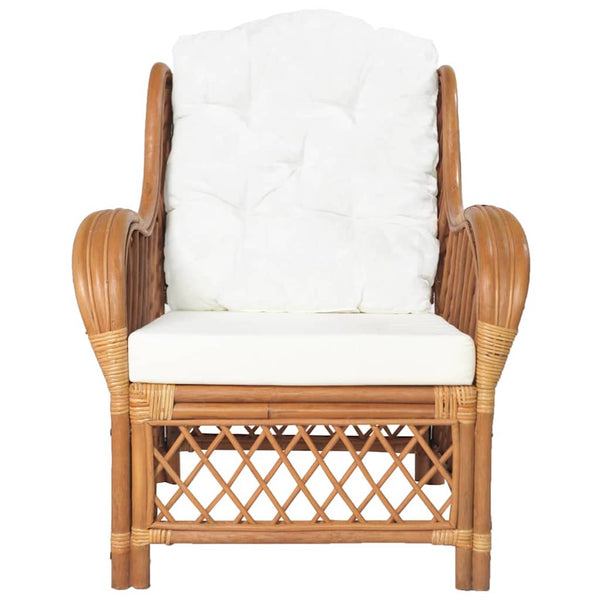 Rattan Sessel mit Kissen, Hellbraun