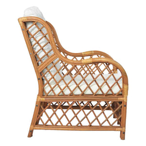 Rattan Sessel mit Kissen, Hellbraun