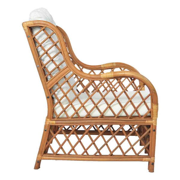 Rattan Sessel mit Kissen, Hellbraun