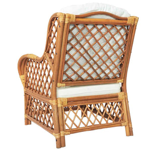 Rattan Sessel mit Kissen, Hellbraun