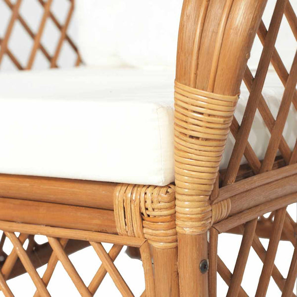Rattan Sessel mit Kissen, Hellbraun