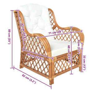 Rattan Sessel mit Kissen, Hellbraun