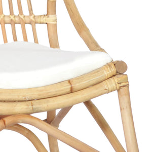 Rattanstuhl mit Leinenbezug