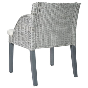 Esszimmerstuhl Grau Natur Rattan mit Kissen