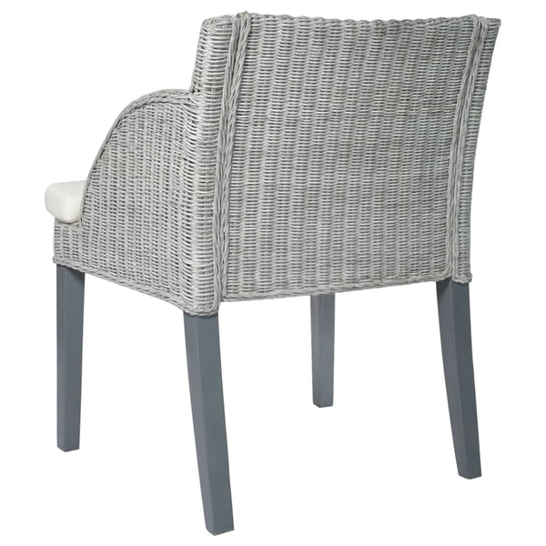 Esszimmerstuhl Grau Natur Rattan mit Kissen