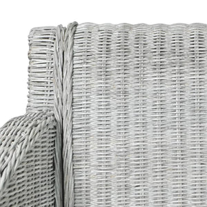 Esszimmerstuhl Grau Natur Rattan mit Kissen