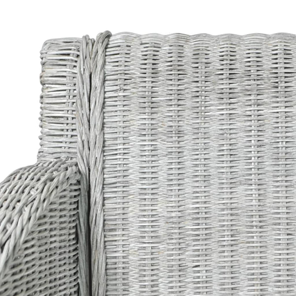 Esszimmerstuhl Grau Natur Rattan mit Kissen