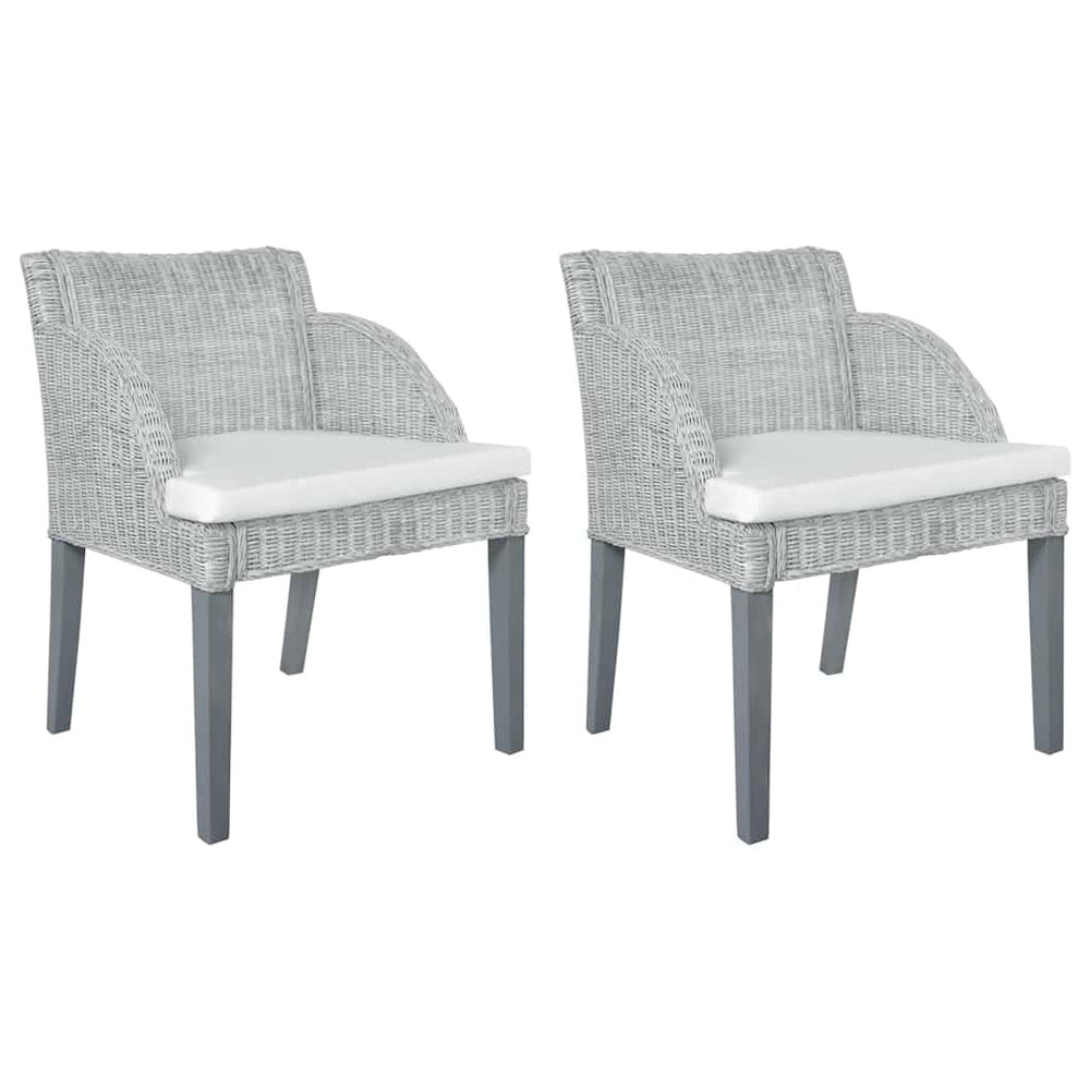 Esszimmerstühle 2er Set Grau Rattan