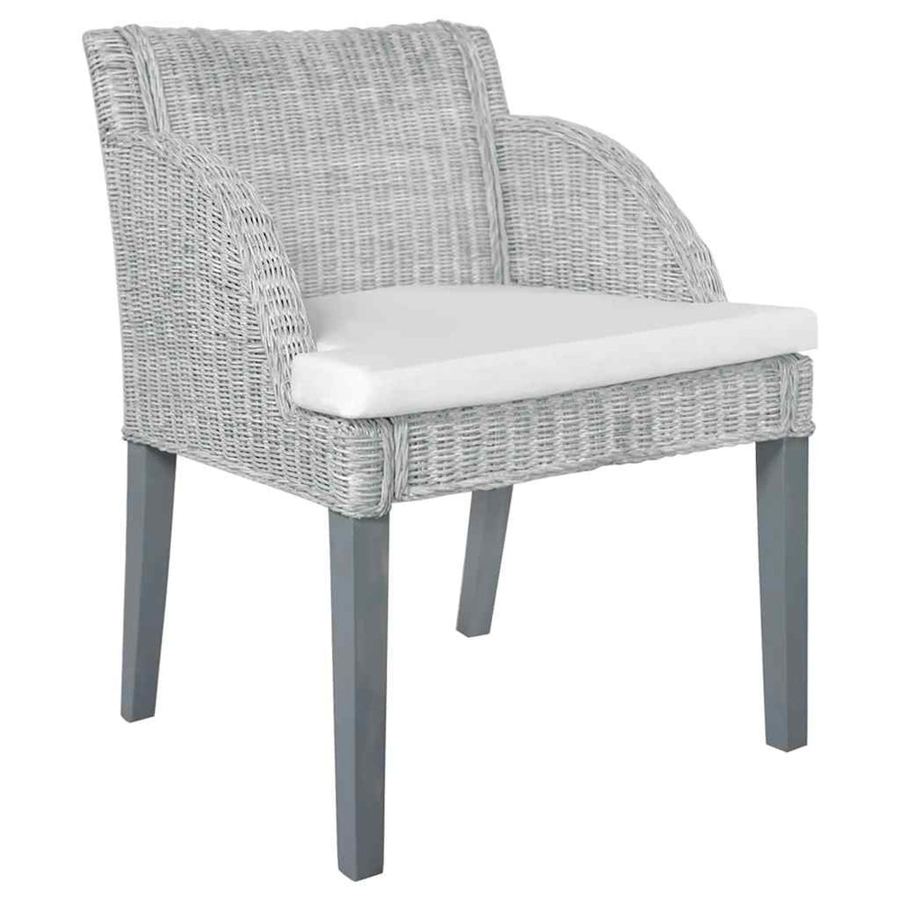 Esszimmerstühle 2er Set Grau Rattan
