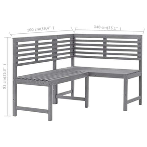 vidaXL Garden Corner Sofa Grey 140 cm Solid Acacia Wood