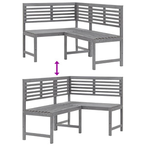 vidaXL Garden Corner Sofa Grey 140 cm Solid Acacia Wood