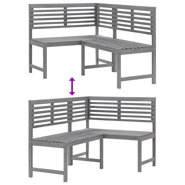 vidaXL Garden Corner Sofa Grey 140 cm Solid Acacia Wood