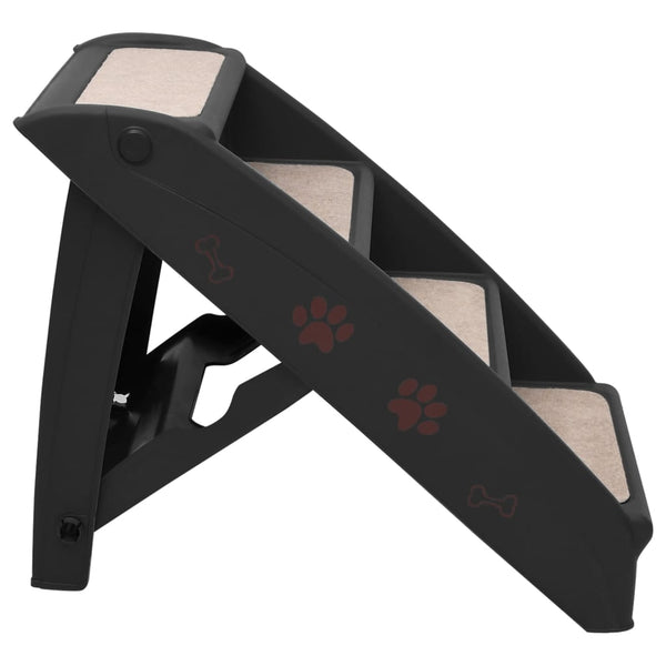 vidaXL Foldable Pet Stairs Black 62x40x49.5 cm