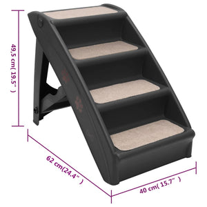 vidaXL Foldable Pet Stairs Black 62x40x49.5 cm