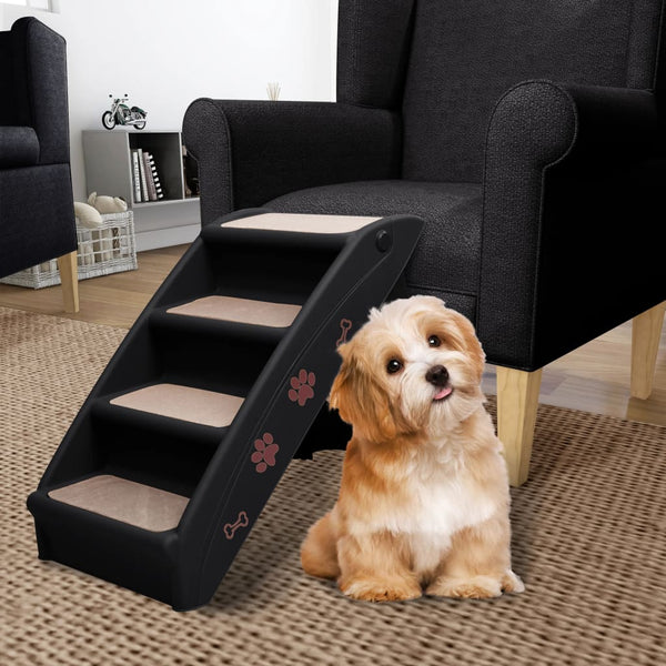 vidaXL Foldable Pet Stairs Black 62x40x49.5 cm
