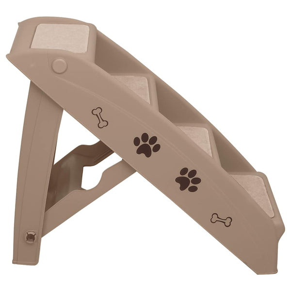 vidaXL Folding Dog Stairs Brown 62x40x49.5 cm