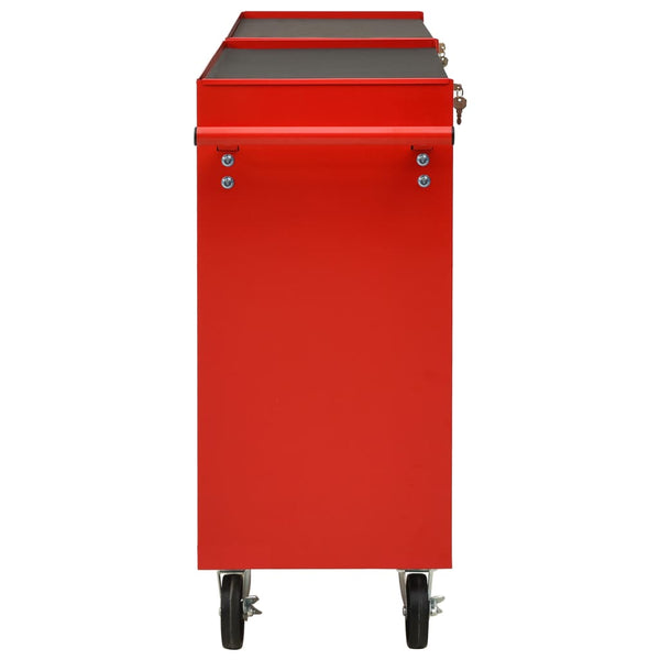 vidaXL 10-Drawer Steel Tool Cabinet Red