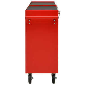 vidaXL 14-Drawer Steel Rolling Tool Cabinet Red