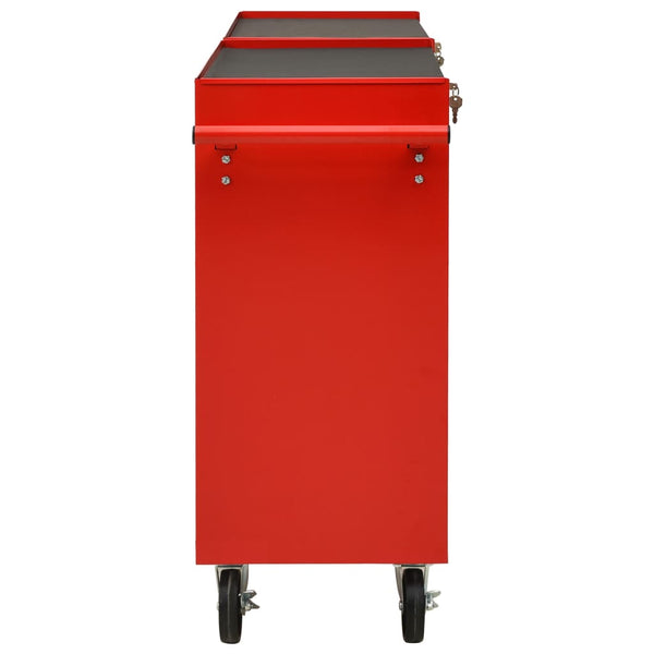 vidaXL 14-Drawer Steel Rolling Tool Cabinet Red