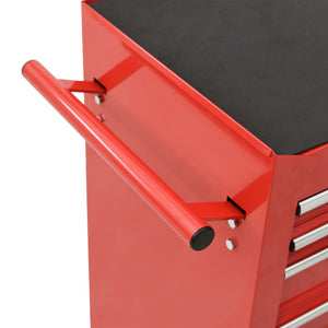 vidaXL 14-Drawer Steel Rolling Tool Cabinet Red