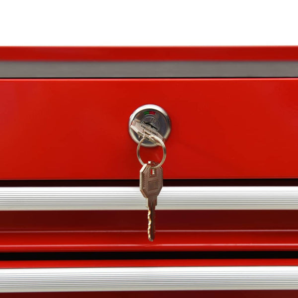 vidaXL 14-Drawer Steel Rolling Tool Cabinet Red