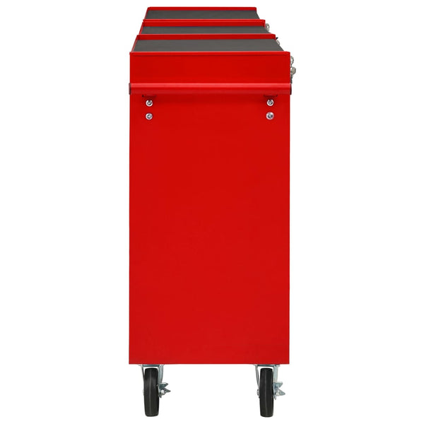 vidaXL 15-Drawer Steel Tool Trolley Red