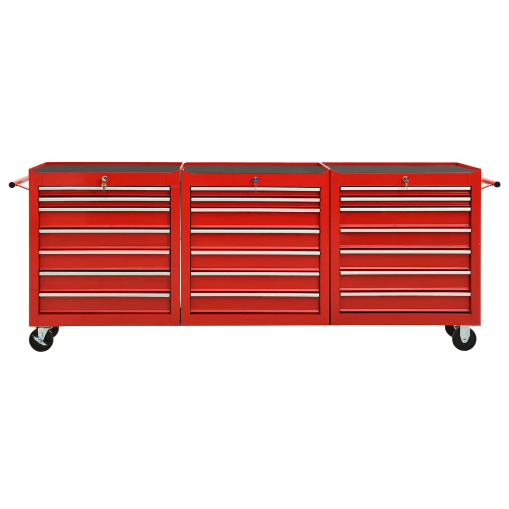 vidaXL 21-Drawer Steel Tool Trolley Red