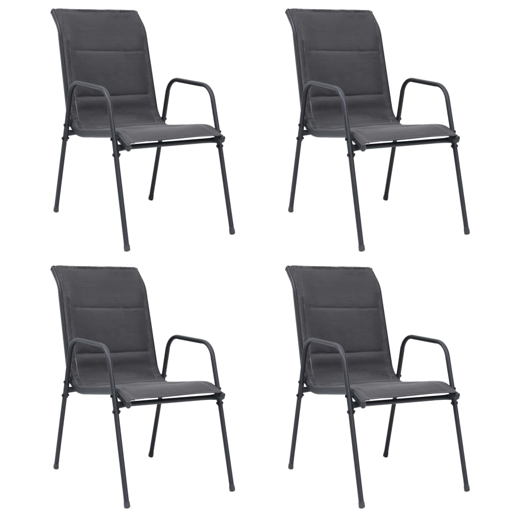 vidaXL Stackable Garden Chairs 4 pcs. Steel and Textilene Anthracite