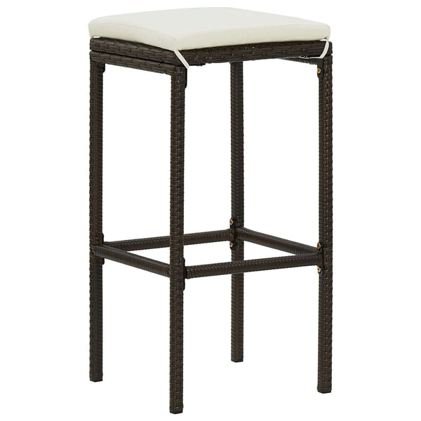 vidaXL Bar Stools with Cushions 3 pcs. Brown Poly Rattan