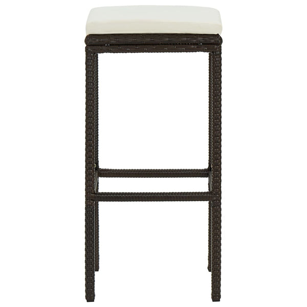 vidaXL Bar Stools with Cushions 3 pcs. Brown Poly Rattan