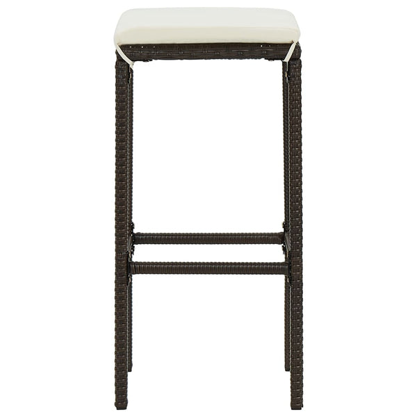 vidaXL Bar Stools with Cushions 3 pcs. Brown Poly Rattan