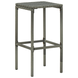 vidaXL Bar Stools with Cushions 3 pcs. Gray Poly Rattan