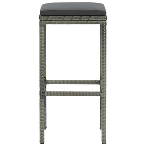 vidaXL Bar Stools with Cushions 3 pcs. Gray Poly Rattan