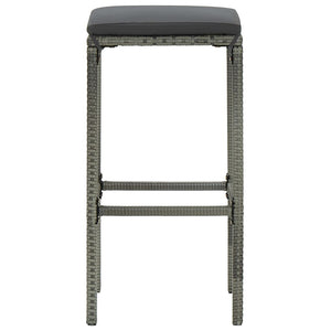vidaXL Bar Stools with Cushions 3 pcs. Gray Poly Rattan